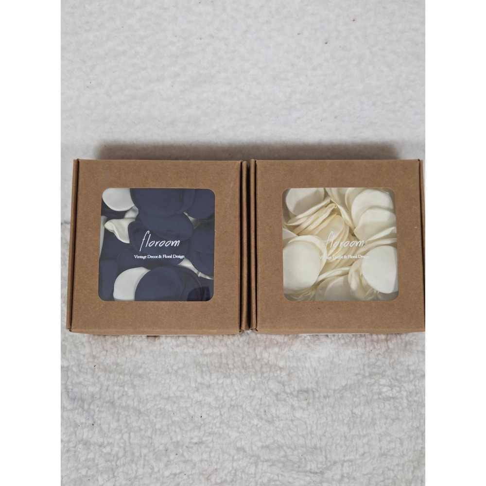 Floroom 600pcs Silk Rose Petals Navy Blue Ivory Wedding Decor Flower Girl Petals